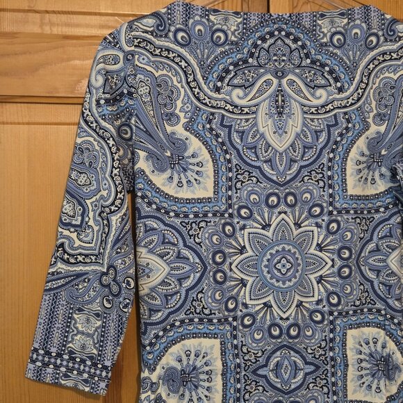 J. McLAUGHLIN Dress‎ XS Marianne Blue Paisley Catalina Cloth Wrinkle Resistant - Picture 13 of 16